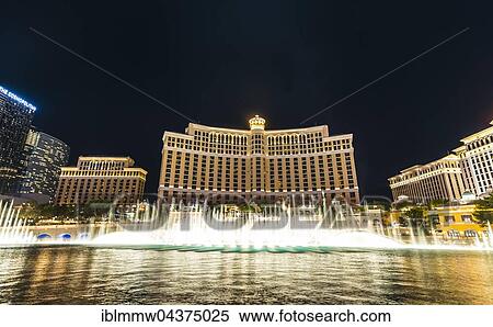 Stock Photography - Fountains in front of Bellagio Hotel, luxury hotel, Las Vegas Strip, Las Vegas Boulevard, Las Vegas, Nevada, USA, North America. Fotosearch