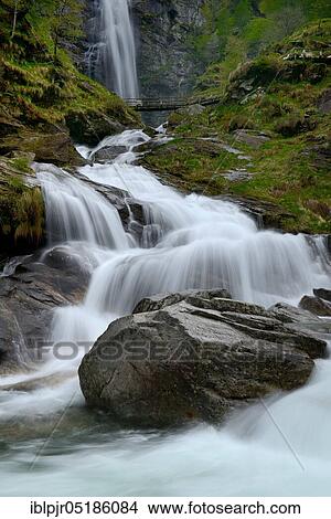 Picture - Froda waterfall, Valle Verzasca near Sonogno, Froda, Ticino, Switzerland, Europe. Fotosearch