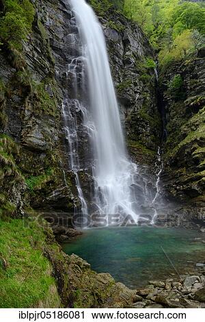 Stock Image - Froda waterfall, Valle Verzasca near Sonogno, Froda, Ticino, Switzerland, Europe. Fotosearch