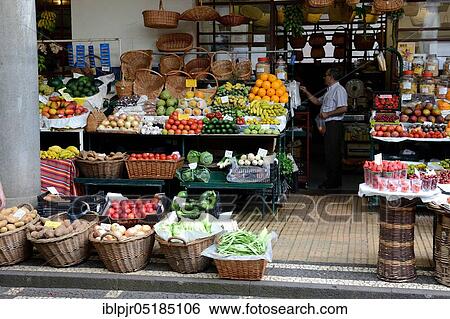Fruit and vegetable stall, Mercado dos Lavradores, Funchal market hall, Madeira, Portugal, Europe View Large Photo Image Stock Photograph - Fruit and vegetable stall, Mercado dos Lavradores, Funchal market hall, Madeira, Portugal, Europe. Fotosearch