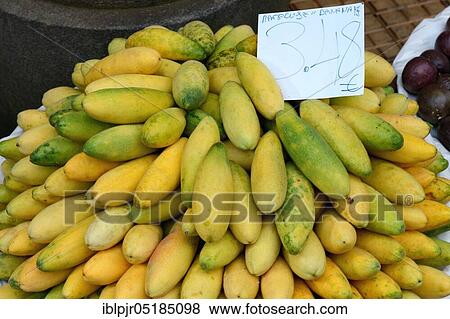 Stock Photo - Fruit sales in the market hall of Funchal, Madeira, Portugal, Europe. Fotosearch