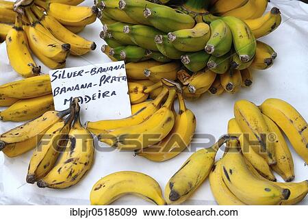 Stock Photo - Fruit sales in the market hall of Funchal, Madeira, Portugal, Europe. Fotosearch
