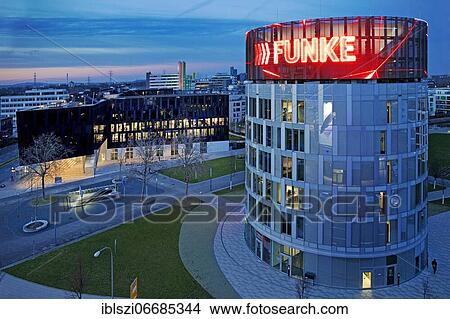 Funke Tower in the Evening, Funke Media Group, Essen, Ruhr Area, North Rhine-Westphalia, Germany, Europe View Large Photo Image Picture - Funke Tower in the Evening, Funke Media Group, Essen, Ruhr Area, North Rhine-Westphalia, Germany, Europe. Fotosearch
