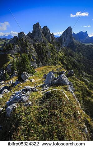 Stock Image - Gastlosen, Fribourg Prealps, Gruyère, Switzerland, Europe. Fotosearch