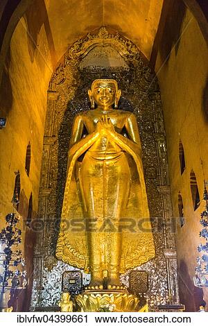 Giant Golden Buddha in Ananda Pahto Temple, Bagan, Myanmar, Asia View Large Photo Image Stock Image - Giant Golden Buddha in Ananda Pahto Temple, Bagan, Myanmar, Asia. Fotosearch