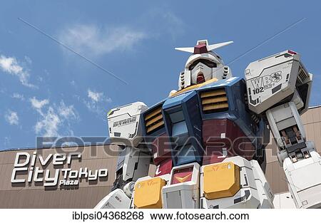 Giant Gundam robot statue, Odaiba, Tokyo, Japan, Asia View Large Photo Image Stock Photo - Giant Gundam robot statue, Odaiba, Tokyo, Japan, Asia. Fotosearch
