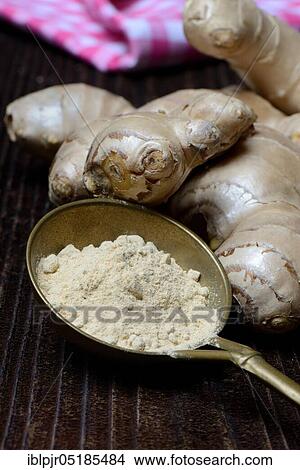 Ginger (Zingiber officinale) and powder in ladle View Large Photo Image Picture - Ginger (Zingiber officinale) and powder in ladle. Fotosearch