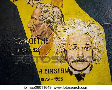 Graffiti Justitia with Goethe and Einstein, artist Klaus Niethardt, mural, Berlin Wall, East Side Gallery, Berlin, Germany, Europe View Large Photo Image Stock Photo - Graffiti Justitia with Goethe and Einstein, artist Klaus Niethardt, mural, Berlin Wall, East Side Gallery, Berlin, Germany, Europe. Fotosearch