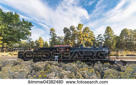 Stock Image - Grand Canyon historic steam train, South Rim, Grand Canyon National Park, Arizona, USA, North America. Fotosearch