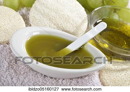 Grape seed oil with sea salt, use as peeling with sea salt (Vitis vinifera subsp. vinifera), grape seed oil View Large Photo Image Stock Photo - Grape seed oil with sea salt, use as peeling with sea salt (Vitis vinifera subsp. vinifera), grape seed oil. Fotosearch