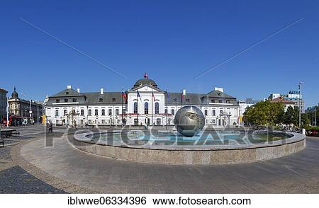 Stock Photograph - Grassalkovich Palace, Residential Palace, Presidential Palace, Bratislava, Slovakia, Europe. Fotosearch