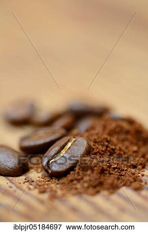 Stock Photo - Ground coffee and coffee beans. Fotosearch