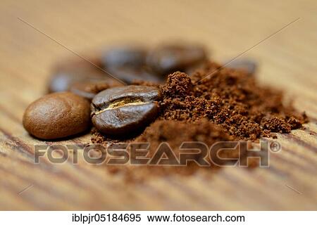 Stock Photography - Ground coffee and coffee beans. Fotosearch