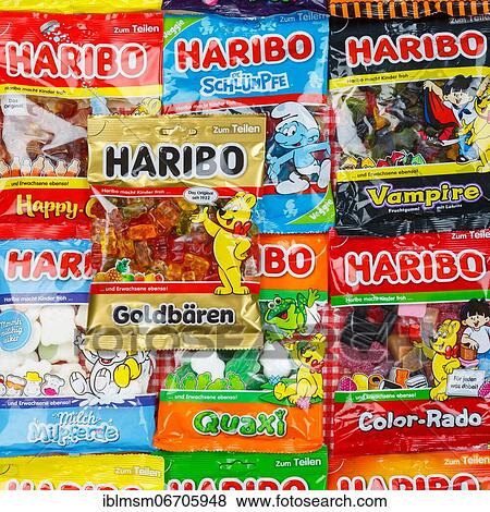 Haribo gummy bears different varieties wallpaper square, Germany, Europe View Large Photo Image Stock Photo - Haribo gummy bears different varieties wallpaper square, Germany, Europe. Fotosearch