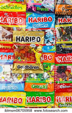 Stock Photo - Haribo gummy bears different varieties wallpaper, Germany, Europe. Fotosearch
