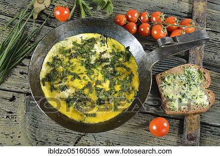 Herb omelette View Large Photo Image Stock Photography - Herb omelette. Fotosearch