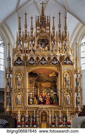 High altar with altar crib inside the town parish church, Bad Tölz, Isar Valley, Isar, Upper Bavaria, Bavaria, Germany, Europe View Large Photo Image Stock Photography - High altar with altar crib inside the town parish church, Bad Tölz, Isar Valley, Isar, Upper Bavaria, Bavaria, Germany, Europe. Fotosearch