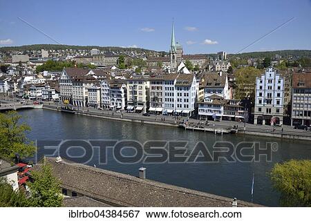 Historic centre of Zurich with river Limmat, view from the Lindenhof, Zurich, Switzerland, Europe View Large Photo Image Stock Photo - Historic centre of Zurich with river Limmat, view from the Lindenhof, Zurich, Switzerland, Europe. Fotosearch