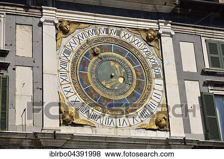 Historical astronomical clock, 16th century, Piazza della Loggia, Province of Brescia, Lombardy, Italy, Europe View Large Photo Image Stock Photo - Historical astronomical clock, 16th century, Piazza della Loggia, Province of Brescia, Lombardy, Italy, Europe. Fotosearch