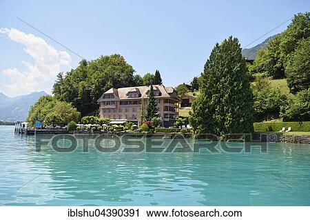 Stock Image - Hotel Seeburg, Ringgenberg, Lake Brienz, Canton of Bern, Switzerland, Europe. Fotosearch