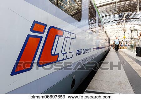 Stock Photo - IC Intercity PKP logo train at Berlin central railway station Hbf station in Berlin, Germany, Europe. Fotosearch