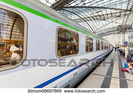 Stock Photo - IC Intercity PKP train at Berlin central railway station Hbf station in Berlin, Germany, Europe. Fotosearch
