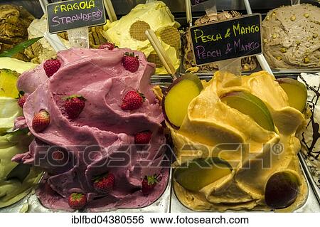Ice cream is diplayed very appetisingly in a shop, Siena, Tuscany, Italy, Europe View Large Photo Image Stock Photograph - Ice cream is diplayed very appetisingly in a shop, Siena, Tuscany, Italy, Europe. Fotosearch