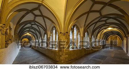 Illuminated cloister in the evening, Cathedral St. Viktor, Xanten, Lower Rhine, North Rhine-Westphalia, Germany, Europe View Large Photo Image Picture - Illuminated cloister in the evening, Cathedral St. Viktor, Xanten, Lower Rhine, North Rhine-Westphalia, Germany, Europe. Fotosearch