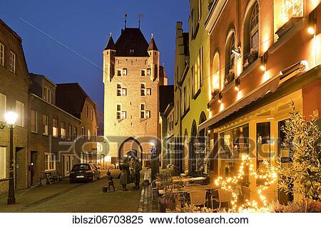 Inner Klever Gate in the evening, Xanten, Lower Rhine, North Rhine-Westphalia, Germany, Europe View Large Photo Image Stock Photography - Inner Klever Gate in the evening, Xanten, Lower Rhine, North Rhine-Westphalia, Germany, Europe. Fotosearch