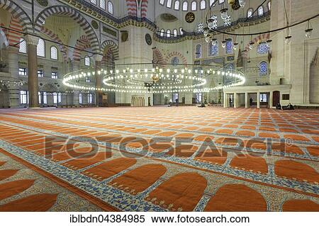 Interior of Süleymaniye Mosque, Istanbul, Turkey, Asia View Large Photo Image Stock Photography - Interior of Süleymaniye Mosque, Istanbul, Turkey, Asia. Fotosearch
