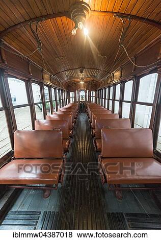 Stock Photo - Interior view of tram, tramway museum, Museu do Carro Electrico da Cidade do Porto, Porto, Portugal, Europe. Fotosearch