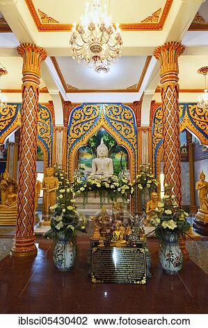 Interior with Buddha statues, Wat Chalong, temple on Phuket, Thailand, Asia View Large Photo Image Stock Image - Interior with Buddha statues, Wat Chalong, temple on Phuket, Thailand, Asia. Fotosearch