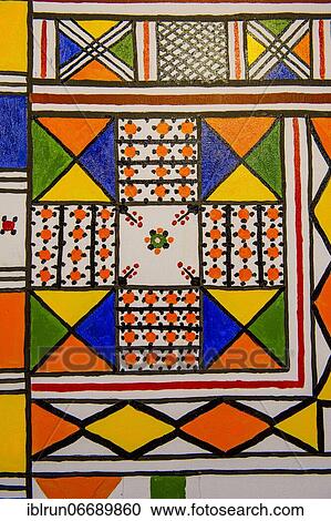 Stock Image - Islamic wall painting in the Muftaha Village Art Gallery, Abha, Saudi Arabia, Asia. Fotosearch