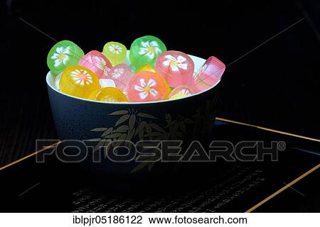 Japanese sweets in bowl, candy View Large Photo Image Stock Image - Japanese sweets in bowl, candy. Fotosearch