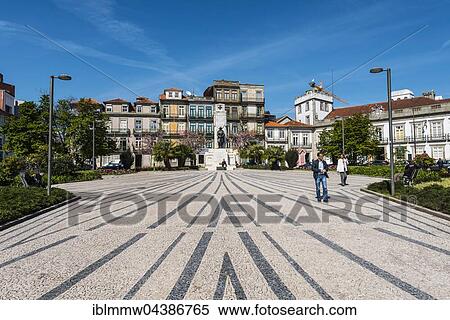 Stock Photography - Jardim de Carlos Alberto, square with old houses, Porto, Portugal, Europe. Fotosearch