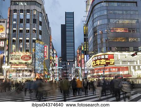 Kabukicho, crossing at nightfall, Shinjuku, Tokyo, Japan, Asia View Large Photo Image Stock Image - Kabukicho, crossing at nightfall, Shinjuku, Tokyo, Japan, Asia. Fotosearch