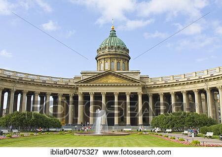 Stock Photo - Kazan Cathedral, Kazanskiy Kafedralniy Sobor, or Cathedral of Our Lady of Kazan, Saint Petersburg, Russia, Europe. Fotosearch