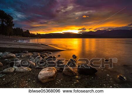 Stock Photograph - Lake Te Anau, Te Anau, Southland, New Zealand, Oceania. Fotosearch