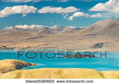 Lake Tekapo, Canterbury, New Zealand, Oceania View Large Photo Image Stock Photography - Lake Tekapo, Canterbury, New Zealand, Oceania. Fotosearch