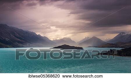 Stock Image - Lake Wakatipu, Glenorchy, Otago, New Zealand, Oceania. Fotosearch
