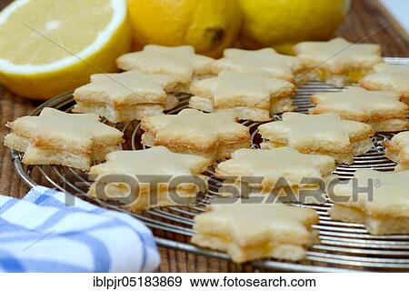Stock Photo - Lemon stars, Christmas cookies, pastries. Fotosearch