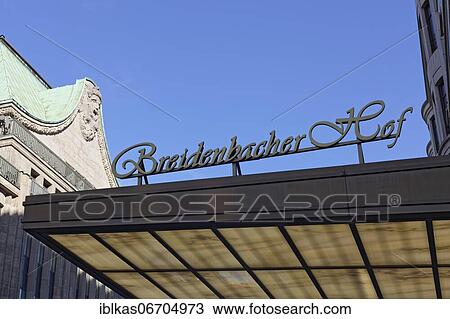 Lettering Breidenbacher Hof, luxury hotel on Köngisallee, Düsseldorf, North Rhine-Westphalia, Germany, Europe View Large Photo Image Stock Image - Lettering Breidenbacher Hof, luxury hotel on Köngisallee, Düsseldorf, North Rhine-Westphalia, Germany, Europe. Fotosearch