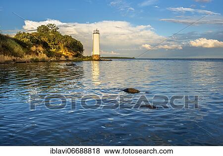 Stock Photo - Lighthouse, lighthouse Maltzien, peninsula Zudar, island Rügen, Mecklenburg-Western Pomerania, Germany, Europe. Fotosearch