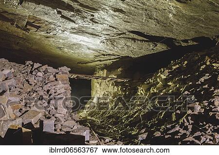 Stock Photo - Limestone mine, old mine, Lost Place, Belgium, Europe. Fotosearch