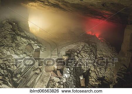 Stock Photograph - Limestone mine, old mine, Lost Place, Belgium, Europe. Fotosearch