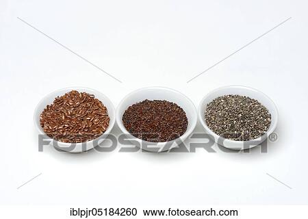 Linseed, flea seed, chia seed View Large Photo Image Stock Image - Linseed, flea seed, chia seed. Fotosearch