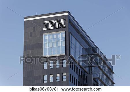 Stock Image - Logo IBM at the Düsseldorf branch, IT company, Business Quartier Seestern, Düsseldorf, North Rhine-Westphalia, Germany, Europe. Fotosearch