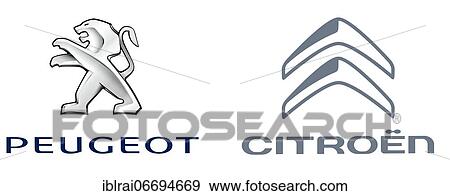 Logo of the car brand Peugeot and Citrön, free space on white background View Large Photo Image Stock Photo - Logo of the car brand Peugeot and Citrön, free space on white background. Fotosearch
