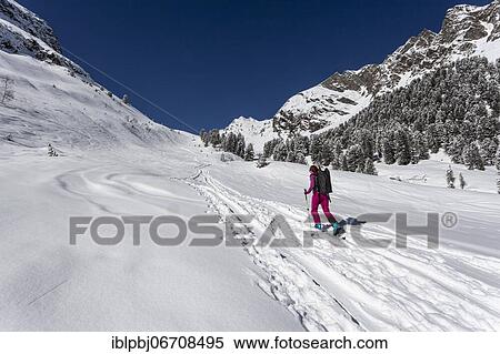 Stock Photography - Lonely ski tourer, touring area Westfalenhaus, Sellrain, Tyrol, Austria, Europe. Fotosearch