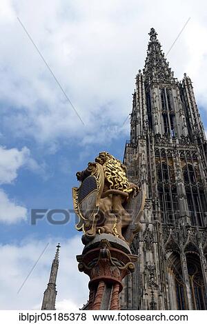 Löwenbrunnen in front of Ulmer Münster, Münsterplatz, Ulm, Baden-Württemberg, Germany, Europe View Large Photo Image Stock Photo - Löwenbrunnen in front of Ulmer Münster, Münsterplatz, Ulm, Baden-Württemberg, Germany, Europe. Fotosearch